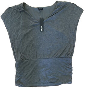 NWT APT. 9 WOMEN'S GRAY OPEN SHOULDER V-NECK RUCHED BANDED BOTTOM SHIRT SIZE XL